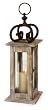 22" Antique Style Rustic Wooden Glass Hurricane Pillar Candle Lantern