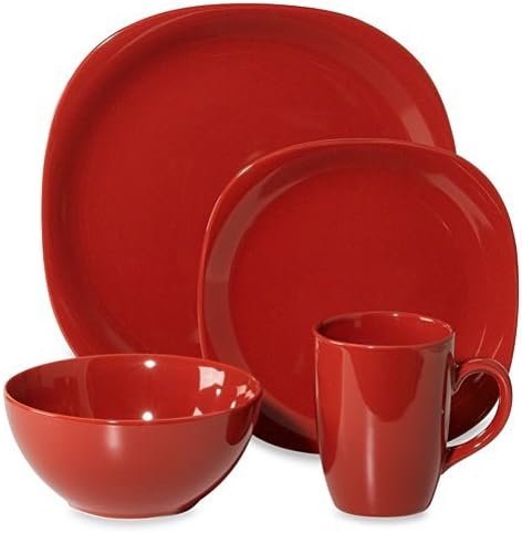 Quadro Red 16 Pc Dinnerware Set Service For 4