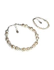 Sterling Silver Mother & Daughter Bracelets / Mom & Me Bracelet Set and Baby Gift with Freshwater Pearls and Heart Gift Box, 1-5 years (Baby 5 - 5.5" and Mother 7 - 7.5" adjustable)