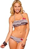 Womens Swimwear Bandeau Halter Ruffle Two Piece Sexy Bikini