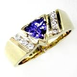 14K .75 CT Trillion Tanzanite & Diamond Band