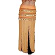 Long Light Orange Hip Scarf Skirt with Gold Coins & Gold Beads