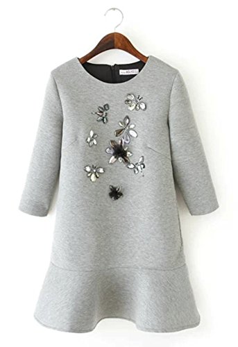 (リリレナ)LiLiRena 　ビジュー付き フィット＆フレア スウェット ワンピース 1150309-a1