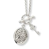 1928 Silver-tone Clear Crystal Cross Locket 24 Inch Necklace