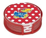 Kansas Jayhawks Dots 4-Coaster Gift Set w/ Wire Mesh Tray