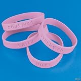 Lot of 24 Breast Cancer Rubber Sayings Bracelets Pink