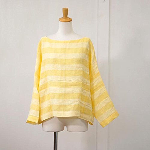 (ヤラ) YARRA マルチフロント　ボーダー柄長袖シャツブラウス フリーサイズ イエロー（35）