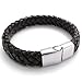 KONOV Brown Leather Mens Bracelet Bangle Stainless Steel Clasp - 8