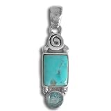 Sterling Silver Turquoise and Swiss Blue Topaz Pendant by Sajen