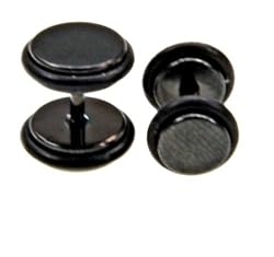SURGICAL STEEL FAKE PLUG WITH ANODIZED BLACK 4g/5.0mm - Sold As A Pair