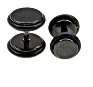SURGICAL STEEL FAKE PLUG WITH ANODIZED BLACK 4g/5.0mm - Sold As A Pair