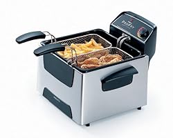Presto 5466 0ProFry Stainless-Steel Dual-Basket Immersion-Element 12-Cup Deep Fryer