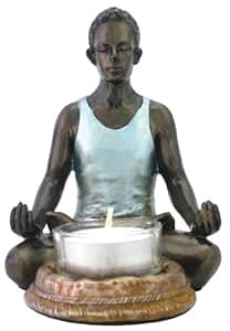 Yoga Man Lotus Pose Tlight Votive Holder Statue Figurine ...
