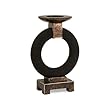 14" Asian Fusion Espresso Brown Caviar Ring Pillar Candle Holder on Footed Base