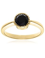 10k Gold Black Diamond Solitaire Ring (1 cttw)