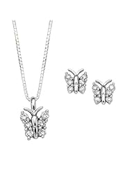Diamond Butterfly Jewelry Set in 10K White Gold (3/8 cttw)