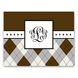 Argyle Stampable Notecards in Brown - Set of 10 by PSA Essentials