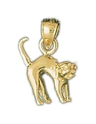 Dazzlers Solid 14k Gold 3 Dimensional Cat Charm Pendant Available in three colors from jewelsberry (weights: 2.2 grams only)