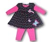 Good Lad Black Polka Dot and Hot Pink Butterflies Legging Set