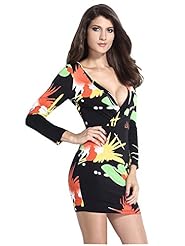 Sexy V-neck Checkered Print Open-Back Polyester Club Dress/Party Dress/Mini Dress 