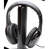 5in1ワイヤレスヘッドフォン●ブラック●FMラジオ内蔵音声チャット●多機能コードレスヘッドホン