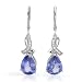 Earrings With 5.25ctw Precious Stones - Genuine Clean Diamonds and Tanzanites Beautifully Designed in 14K White Gold Length 36.0mm