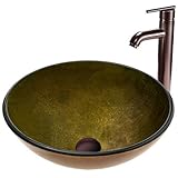 Vigo Industries VGT130 Atlantis Glass Faucet Vessel Sink Basin, Bronze