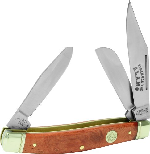 Schrade Walden Senior Stockman Pocket Knife with Republic of Texas Shield (Maroon Bone, 6.9-Inch) On Sale