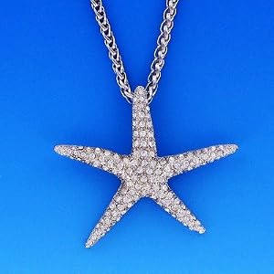 Click to buy Maine Wedding Venues: Large Starfish Pendant with Swarovski Crystalsfrom Amazon!