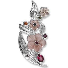 Sterling Silver Floral Shell Pin Pendant by Sajen by Sajen Sterling Silver