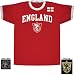 England National Futbol Soccer Team Arch Adult Red Ringer T-Shirt Tee