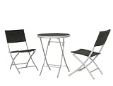 Siena Garden Matera Set, silber/schwarz, eckig Alu silber   Geflecht schwarz   Glasplatte schwarz