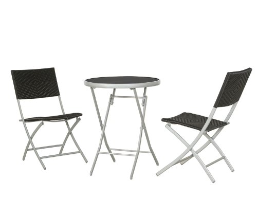 Siena Garden 830254 Balkon-Set Matera, 3-teilig, 2 Klappst&uuml;hle, L 50,5 x B 43,5 x H 86 cm, Tisch &Oslash; 60 x H 70 cm