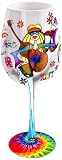 Bottom's Up 15-Ounce Hippie Chicks Handpainted Wine Glass
