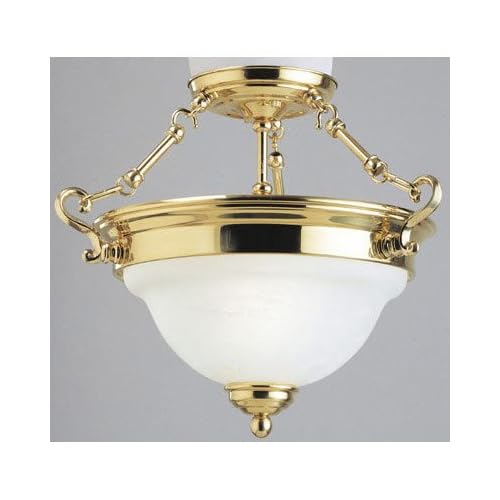 1 Light Semi-Flush Mount Ceiling Fixture Polished Brass Finish