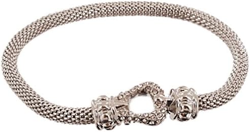 Metallic Mesh Bracelet with Pave Detail: Silver - AtStyle247