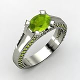 Oval Peridot Ring in 14K White Gold