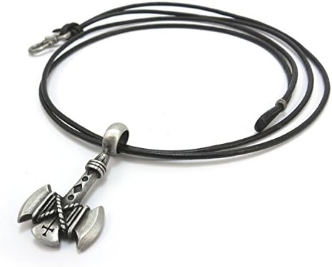 Battle Axe Pendant with Leather Cord, Men's Necklace
