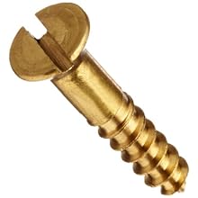 Brass Wood Screw, Flat Head, Slotted Drive