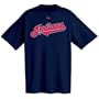 Cleveland Indians Official Wordmark Short Sleeve T-Shirt,Navy (XX-Large)