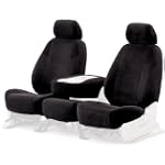 Coverking Custom-Fit Front Bucket Seat Cover - Velour Fabric , Black