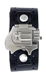 Biker Gun Flip Watch With Black Leather Cuff Band US-W0951