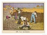 Barefoot and in Sabots French Farmhands Make Hay While the Sun Shines Giclee Poster Print by H. Rappin, 24x18