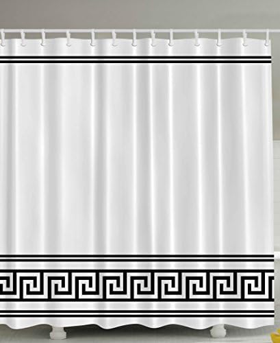 Think Yes Ethnic Symbol of Richness Happiness Classic Decor Traditional Greek Luxury Bathroom Greece Art Prints Rome Design Decoration Lovely Awesome Black and White Polyester Fabric Shower Curtain