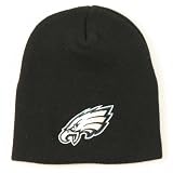 Philadelphia Eagles Uncuffed Embroidered Logo Winter Knit Beanie Hat - Big Logo Black