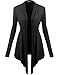 Thanth Womens Comfy Rayon Drape Collar Long Sleeve Cardigan BLACK Large