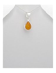 Baltic Amber Pendant Necklace In 92.5 Sterling Silver