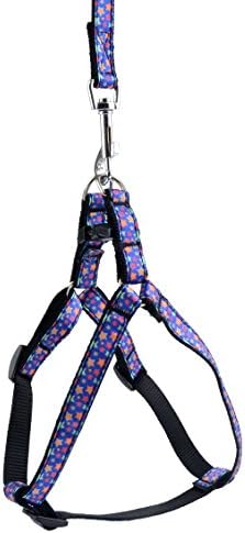 Playpaw No Pull Classic Solid Dog Harness Training Walking Adjustable with Leash Polyester Nylon Blue Medium