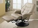 Bone Leatherette Cushion Swivel Recliner