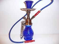 Premium 10" Blue Hookah, 3 Boxes of Beamer Hookah Molasses Flavors, 30 Charcoals, Beamer Card and Accessories